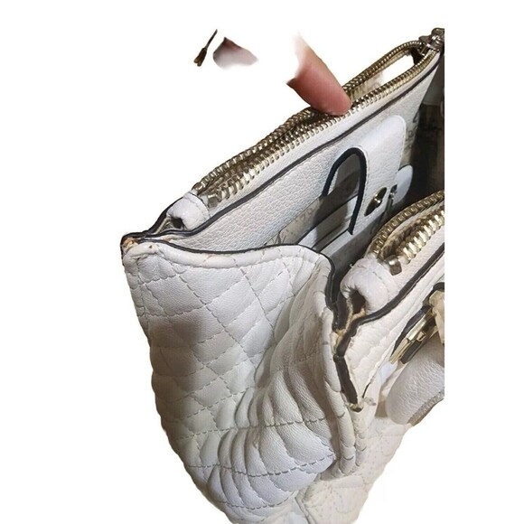 Guess White Vegan Leather Handbag Double Zipper Purse EST. 1982 LA - Picture 14 of 14